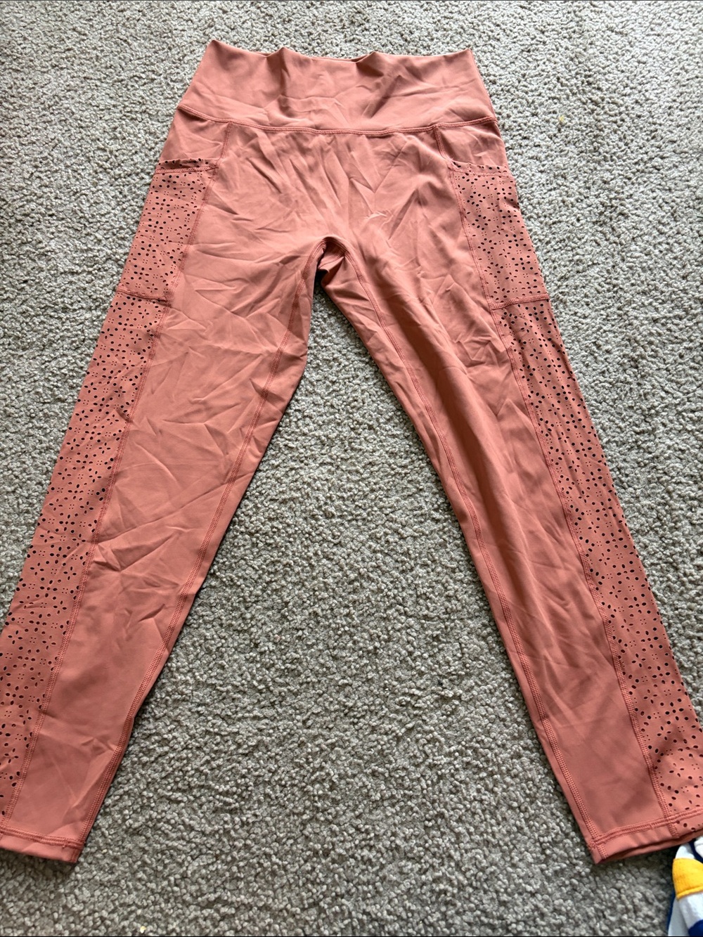 B54 Aerie Rust-Colored Floral Laser-Cut Side Panel Leggings XL NWT